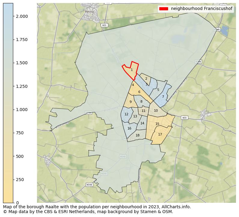 Map of the borough Raalte with the population per neighbourhood in 2023. This page shows a lot of information about residents (such as the distribution by age groups, family composition, gender, native or Dutch with an immigration background, ...), homes (numbers, types, price development, use, type of property, ...) and more (car ownership, energy consumption, ...) based on open data from the Dutch Central Bureau of Statistics and various other sources!
