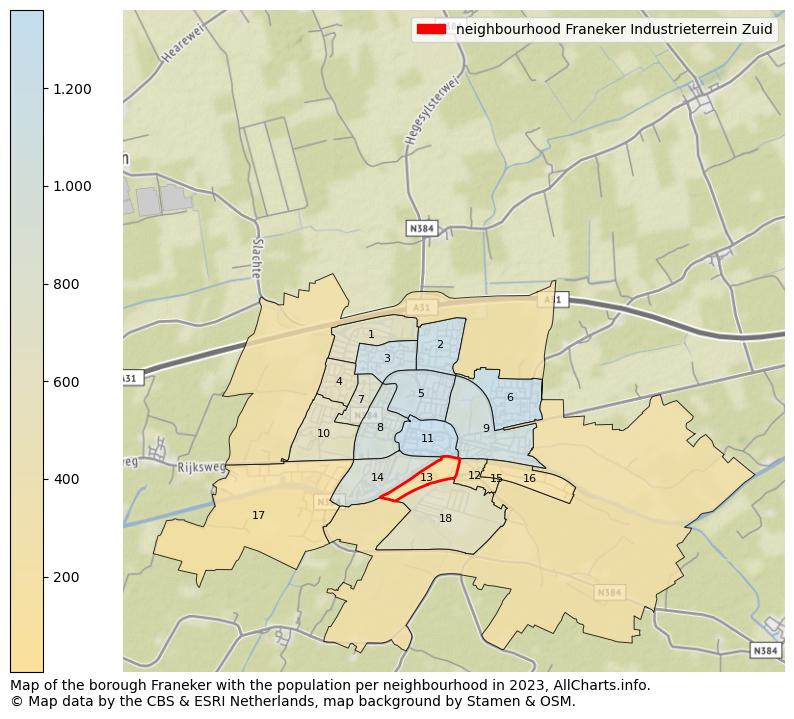 Map of the borough Franeker with the population per neighbourhood in 2023. This page shows a lot of information about residents (such as the distribution by age groups, family composition, gender, native or Dutch with an immigration background, ...), homes (numbers, types, price development, use, type of property, ...) and more (car ownership, energy consumption, ...) based on open data from the Dutch Central Bureau of Statistics and various other sources!