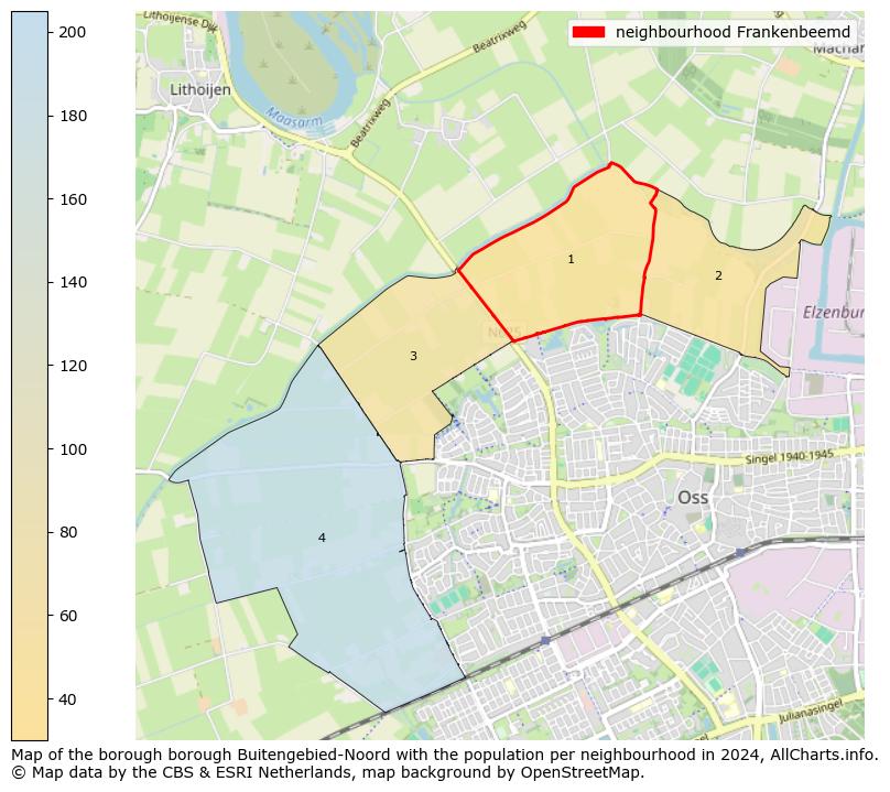 Image of the neighbourhood Frankenbeemd at the map. This image is used as introduction to this page. This page shows a lot of information about the population in the neighbourhood Frankenbeemd (such as the distribution by age groups of the residents, the composition of households, whether inhabitants are natives or Dutch with an immigration background, data about the houses (numbers, types, price development, use, type of property, ...) and more (car ownership, energy consumption, ...) based on open data from the Dutch Central Bureau of Statistics and various other sources!