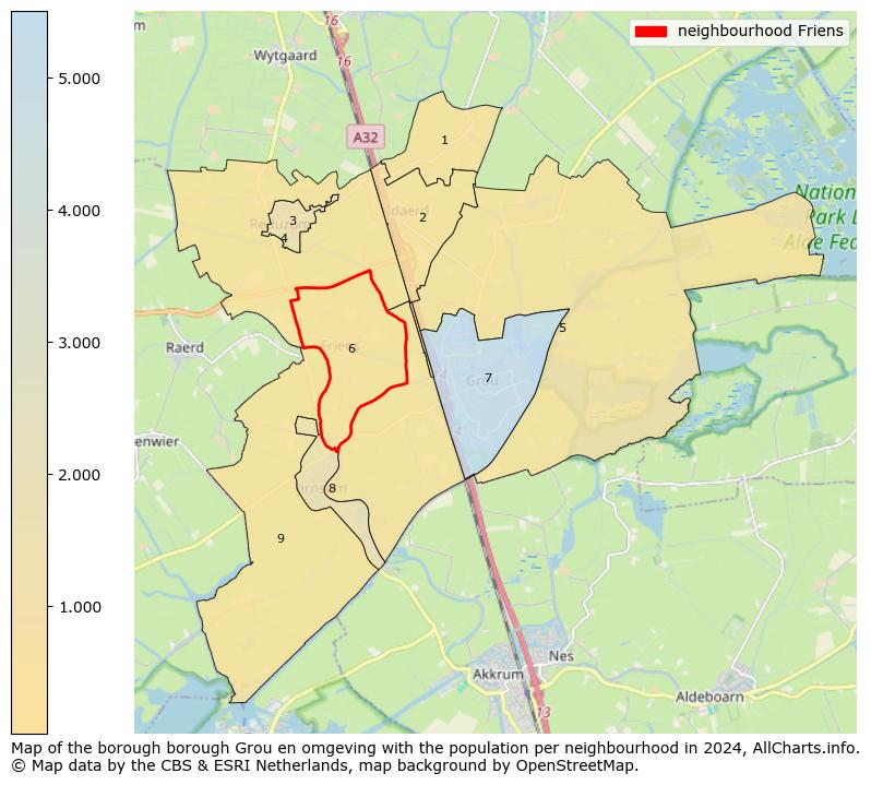 Image of the neighbourhood Friens at the map. This image is used as introduction to this page. This page shows a lot of information about the population in the neighbourhood Friens (such as the distribution by age groups of the residents, the composition of households, whether inhabitants are natives or Dutch with an immigration background, data about the houses (numbers, types, price development, use, type of property, ...) and more (car ownership, energy consumption, ...) based on open data from the Dutch Central Bureau of Statistics and various other sources!