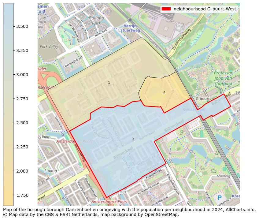 Image of the neighbourhood G-buurt-West at the map. This image is used as introduction to this page. This page shows a lot of information about the population in the neighbourhood G-buurt-West (such as the distribution by age groups of the residents, the composition of households, whether inhabitants are natives or Dutch with an immigration background, data about the houses (numbers, types, price development, use, type of property, ...) and more (car ownership, energy consumption, ...) based on open data from the Dutch Central Bureau of Statistics and various other sources!