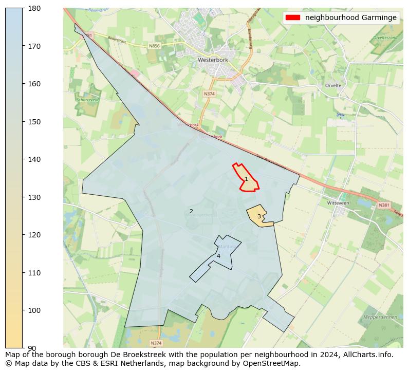 Image of the neighbourhood Garminge at the map. This image is used as introduction to this page. This page shows a lot of information about the population in the neighbourhood Garminge (such as the distribution by age groups of the residents, the composition of households, whether inhabitants are natives or Dutch with an immigration background, data about the houses (numbers, types, price development, use, type of property, ...) and more (car ownership, energy consumption, ...) based on open data from the Dutch Central Bureau of Statistics and various other sources!