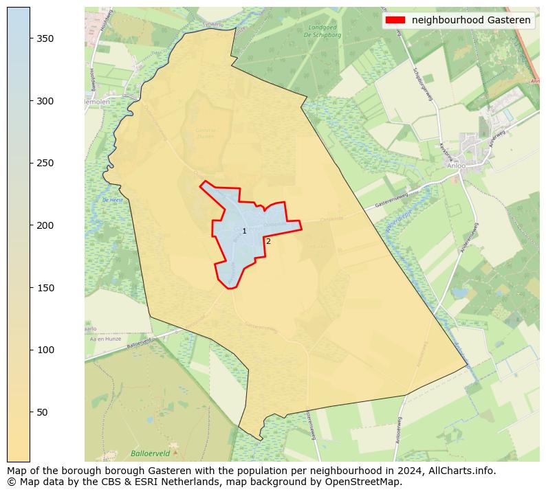 Image of the neighbourhood Gasteren at the map. This image is used as introduction to this page. This page shows a lot of information about the population in the neighbourhood Gasteren (such as the distribution by age groups of the residents, the composition of households, whether inhabitants are natives or Dutch with an immigration background, data about the houses (numbers, types, price development, use, type of property, ...) and more (car ownership, energy consumption, ...) based on open data from the Dutch Central Bureau of Statistics and various other sources!