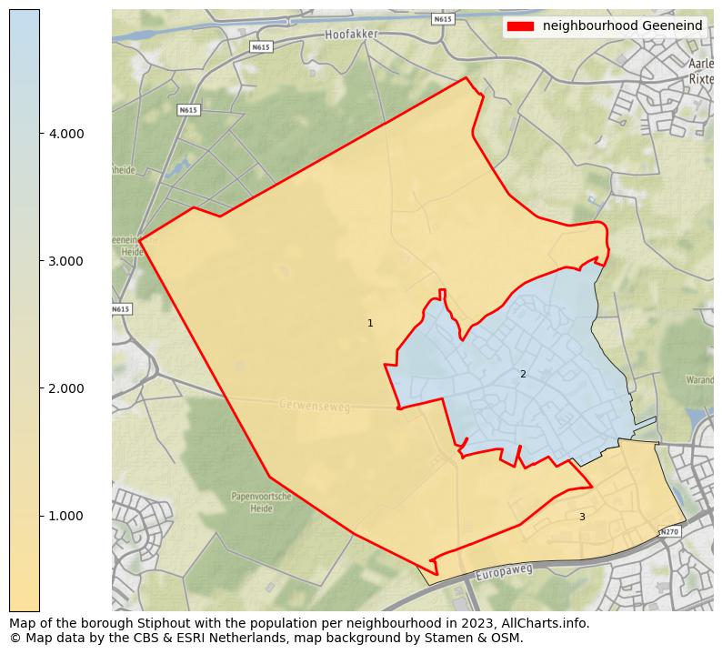 Map of the borough Stiphout with the population per neighbourhood in 2023. This page shows a lot of information about residents (such as the distribution by age groups, family composition, gender, native or Dutch with an immigration background, ...), homes (numbers, types, price development, use, type of property, ...) and more (car ownership, energy consumption, ...) based on open data from the Dutch Central Bureau of Statistics and various other sources!