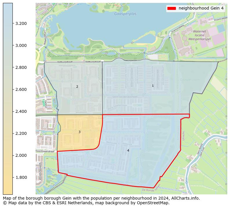 Image of the neighbourhood Gein 4 at the map. This image is used as introduction to this page. This page shows a lot of information about the population in the neighbourhood Gein 4 (such as the distribution by age groups of the residents, the composition of households, whether inhabitants are natives or Dutch with an immigration background, data about the houses (numbers, types, price development, use, type of property, ...) and more (car ownership, energy consumption, ...) based on open data from the Dutch Central Bureau of Statistics and various other sources!