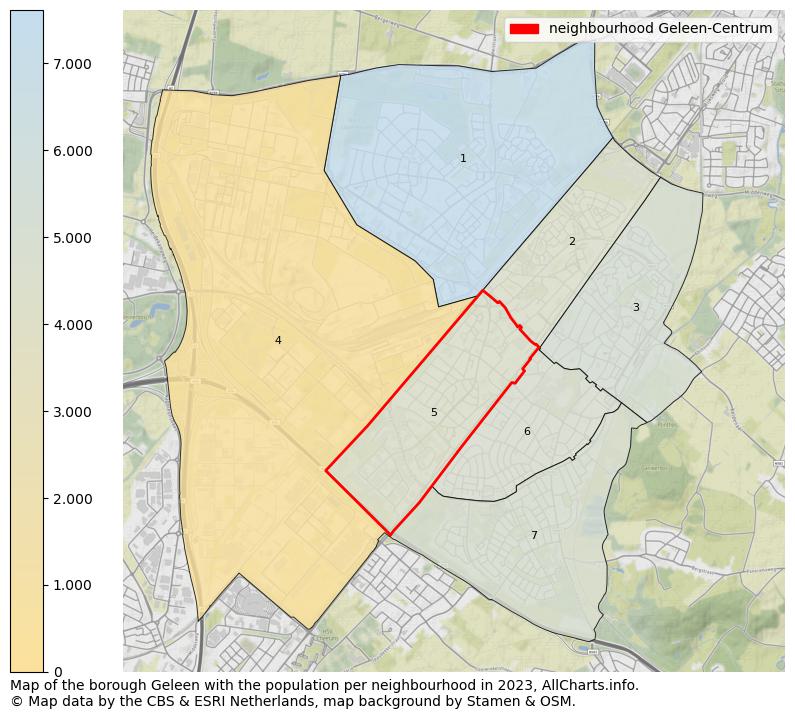 Map of the borough Geleen with the population per neighbourhood in 2022. This page shows a lot of information about residents (such as the distribution by age groups, family composition, gender, native or Dutch with an immigration background, ...), homes (numbers, types, price development, use, type of property, ...) and more (car ownership, energy consumption, ...) based on open data from the Dutch Central Bureau of Statistics and various other sources!