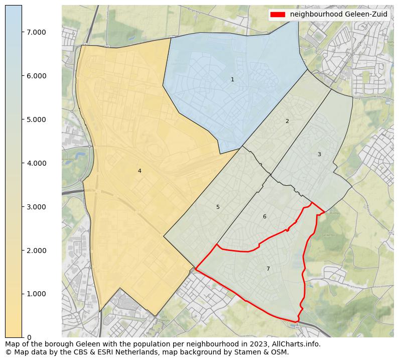 Map of the borough Geleen with the population per neighbourhood in 2023. This page shows a lot of information about residents (such as the distribution by age groups, family composition, gender, native or Dutch with an immigration background, ...), homes (numbers, types, price development, use, type of property, ...) and more (car ownership, energy consumption, ...) based on open data from the Dutch Central Bureau of Statistics and various other sources!