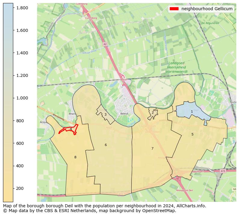 Image of the neighbourhood Gellicum at the map. This image is used as introduction to this page. This page shows a lot of information about the population in the neighbourhood Gellicum (such as the distribution by age groups of the residents, the composition of households, whether inhabitants are natives or Dutch with an immigration background, data about the houses (numbers, types, price development, use, type of property, ...) and more (car ownership, energy consumption, ...) based on open data from the Dutch Central Bureau of Statistics and various other sources!