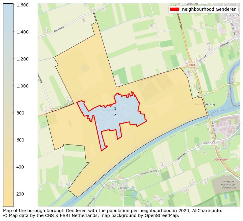 Image of the neighbourhood Genderen at the map. This image is used as introduction to this page. This page shows a lot of information about the population in the neighbourhood Genderen (such as the distribution by age groups of the residents, the composition of households, whether inhabitants are natives or Dutch with an immigration background, data about the houses (numbers, types, price development, use, type of property, ...) and more (car ownership, energy consumption, ...) based on open data from the Dutch Central Bureau of Statistics and various other sources!