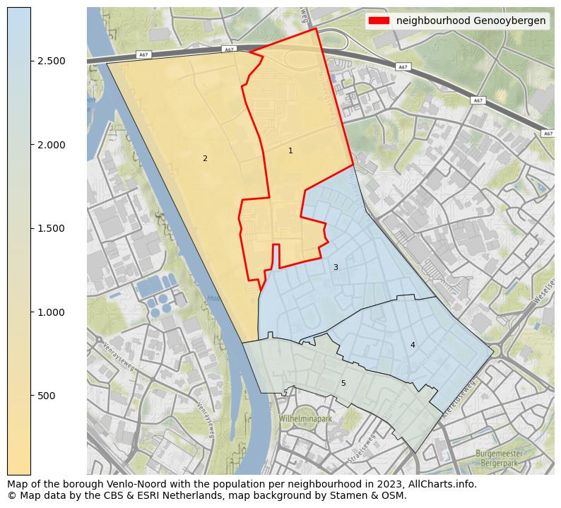 Map of the borough Venlo-Noord with the population per neighbourhood in 2023. This page shows a lot of information about residents (such as the distribution by age groups, family composition, gender, native or Dutch with an immigration background, ...), homes (numbers, types, price development, use, type of property, ...) and more (car ownership, energy consumption, ...) based on open data from the Dutch Central Bureau of Statistics and various other sources!