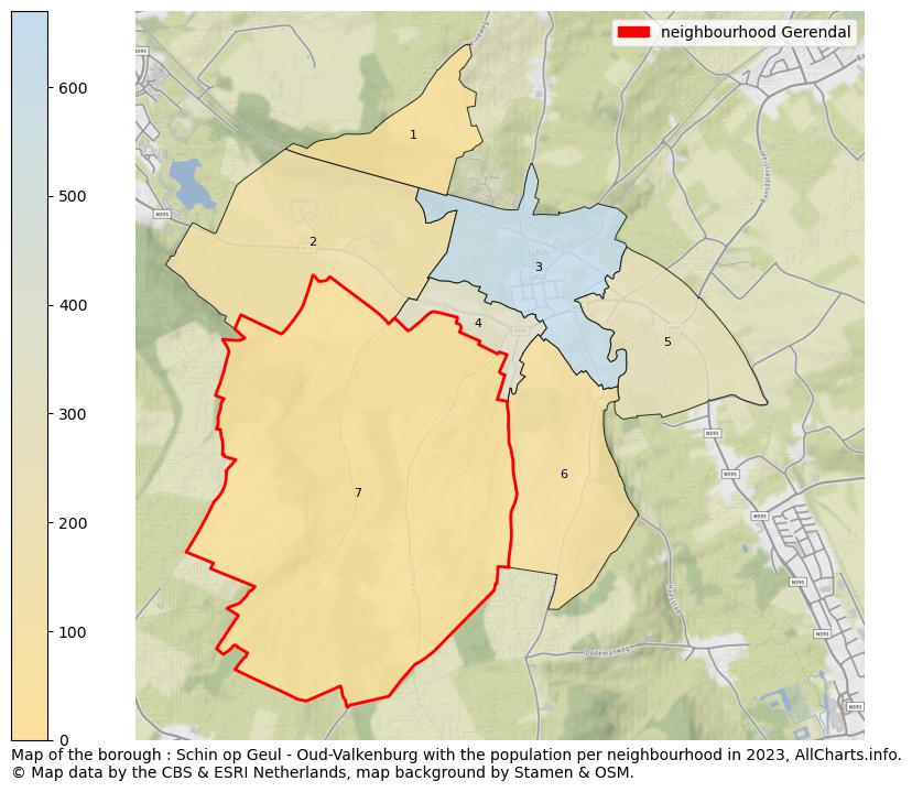 Map of the borough : Schin op Geul - Oud-Valkenburg with the population per neighbourhood in 2023. This page shows a lot of information about residents (such as the distribution by age groups, family composition, gender, native or Dutch with an immigration background, ...), homes (numbers, types, price development, use, type of property, ...) and more (car ownership, energy consumption, ...) based on open data from the Dutch Central Bureau of Statistics and various other sources!