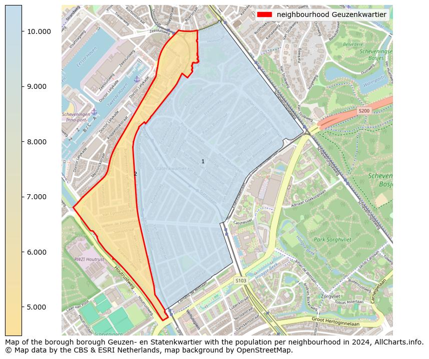 Image of the neighbourhood Geuzenkwartier at the map. This image is used as introduction to this page. This page shows a lot of information about the population in the neighbourhood Geuzenkwartier (such as the distribution by age groups of the residents, the composition of households, whether inhabitants are natives or Dutch with an immigration background, data about the houses (numbers, types, price development, use, type of property, ...) and more (car ownership, energy consumption, ...) based on open data from the Dutch Central Bureau of Statistics and various other sources!