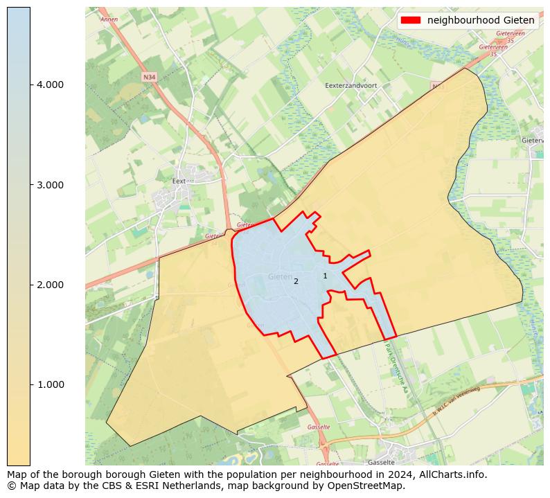 Image of the neighbourhood Gieten at the map. This image is used as introduction to this page. This page shows a lot of information about the population in the neighbourhood Gieten (such as the distribution by age groups of the residents, the composition of households, whether inhabitants are natives or Dutch with an immigration background, data about the houses (numbers, types, price development, use, type of property, ...) and more (car ownership, energy consumption, ...) based on open data from the Dutch Central Bureau of Statistics and various other sources!