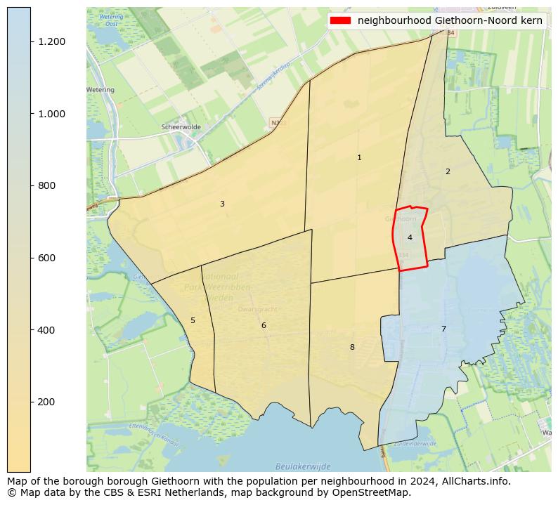 Image of the neighbourhood Giethoorn-Noord kern at the map. This image is used as introduction to this page. This page shows a lot of information about the population in the neighbourhood Giethoorn-Noord kern (such as the distribution by age groups of the residents, the composition of households, whether inhabitants are natives or Dutch with an immigration background, data about the houses (numbers, types, price development, use, type of property, ...) and more (car ownership, energy consumption, ...) based on open data from the Dutch Central Bureau of Statistics and various other sources!