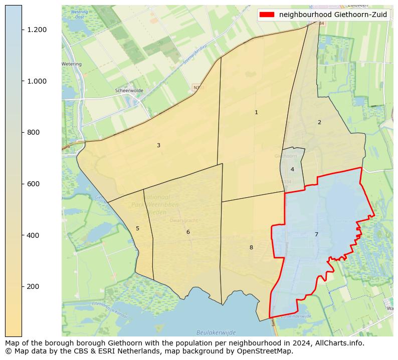 Image of the neighbourhood Giethoorn-Zuid at the map. This image is used as introduction to this page. This page shows a lot of information about the population in the neighbourhood Giethoorn-Zuid (such as the distribution by age groups of the residents, the composition of households, whether inhabitants are natives or Dutch with an immigration background, data about the houses (numbers, types, price development, use, type of property, ...) and more (car ownership, energy consumption, ...) based on open data from the Dutch Central Bureau of Statistics and various other sources!