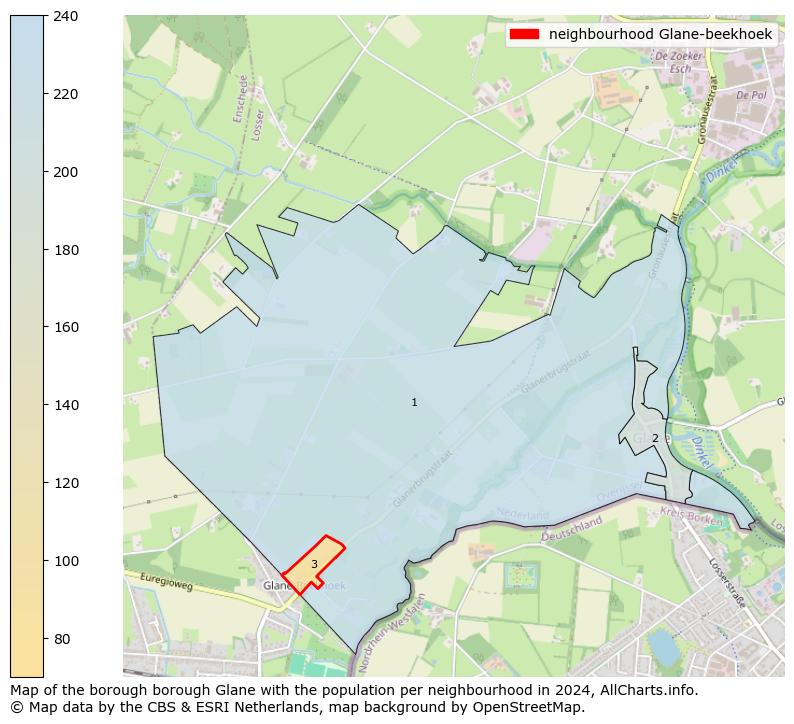 Image of the neighbourhood Glane-beekhoek at the map. This image is used as introduction to this page. This page shows a lot of information about the population in the neighbourhood Glane-beekhoek (such as the distribution by age groups of the residents, the composition of households, whether inhabitants are natives or Dutch with an immigration background, data about the houses (numbers, types, price development, use, type of property, ...) and more (car ownership, energy consumption, ...) based on open data from the Dutch Central Bureau of Statistics and various other sources!