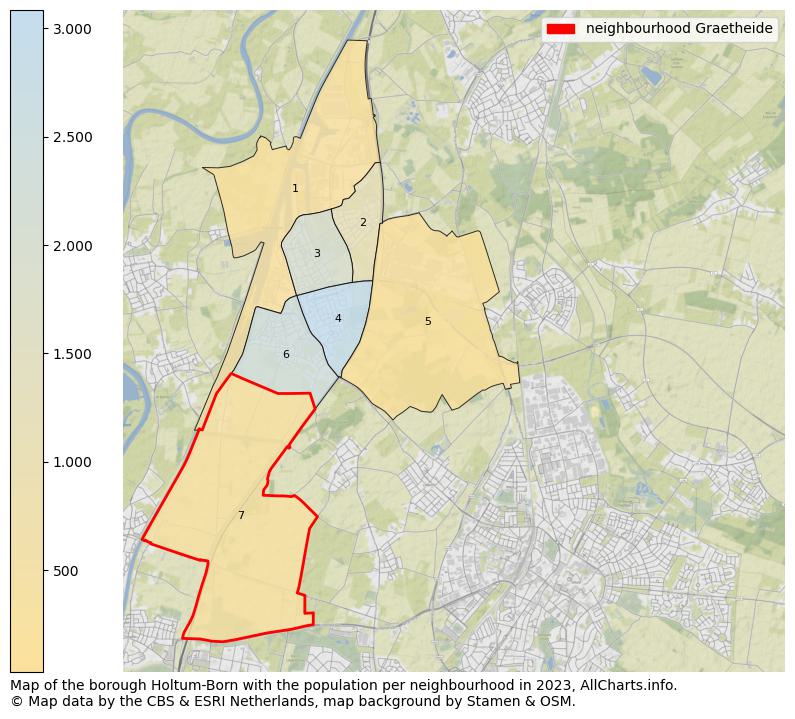Map of the borough Holtum-Born with the population per neighbourhood in 2023. This page shows a lot of information about residents (such as the distribution by age groups, family composition, gender, native or Dutch with an immigration background, ...), homes (numbers, types, price development, use, type of property, ...) and more (car ownership, energy consumption, ...) based on open data from the Dutch Central Bureau of Statistics and various other sources!
