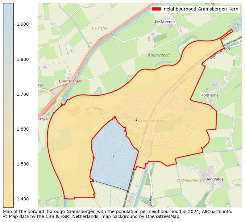 Image of the neighbourhood Gramsbergen Kern at the map. This image is used as introduction to this page. This page shows a lot of information about the population in the neighbourhood Gramsbergen Kern (such as the distribution by age groups of the residents, the composition of households, whether inhabitants are natives or Dutch with an immigration background, data about the houses (numbers, types, price development, use, type of property, ...) and more (car ownership, energy consumption, ...) based on open data from the Dutch Central Bureau of Statistics and various other sources!