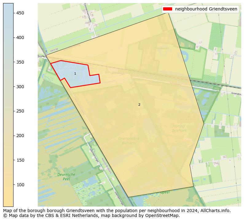 Image of the neighbourhood Griendtsveen at the map. This image is used as introduction to this page. This page shows a lot of information about the population in the neighbourhood Griendtsveen (such as the distribution by age groups of the residents, the composition of households, whether inhabitants are natives or Dutch with an immigration background, data about the houses (numbers, types, price development, use, type of property, ...) and more (car ownership, energy consumption, ...) based on open data from the Dutch Central Bureau of Statistics and various other sources!