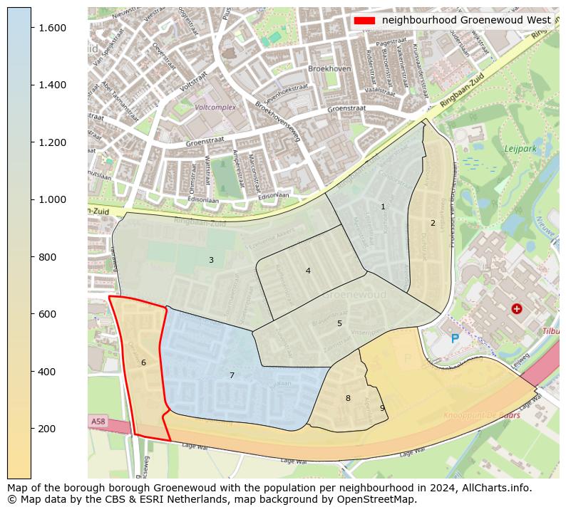 Image of the neighbourhood Groenewoud West at the map. This image is used as introduction to this page. This page shows a lot of information about the population in the neighbourhood Groenewoud West (such as the distribution by age groups of the residents, the composition of households, whether inhabitants are natives or Dutch with an immigration background, data about the houses (numbers, types, price development, use, type of property, ...) and more (car ownership, energy consumption, ...) based on open data from the Dutch Central Bureau of Statistics and various other sources!