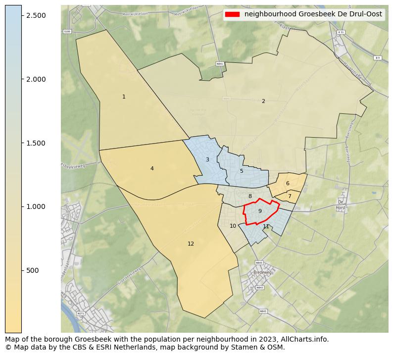 Map of the borough Groesbeek with the population per neighbourhood in 2023. This page shows a lot of information about residents (such as the distribution by age groups, family composition, gender, native or Dutch with an immigration background, ...), homes (numbers, types, price development, use, type of property, ...) and more (car ownership, energy consumption, ...) based on open data from the Dutch Central Bureau of Statistics and various other sources!
