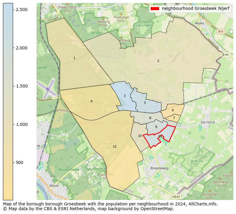 Image of the neighbourhood Groesbeek Nijerf at the map. This image is used as introduction to this page. This page shows a lot of information about the population in the neighbourhood Groesbeek Nijerf (such as the distribution by age groups of the residents, the composition of households, whether inhabitants are natives or Dutch with an immigration background, data about the houses (numbers, types, price development, use, type of property, ...) and more (car ownership, energy consumption, ...) based on open data from the Dutch Central Bureau of Statistics and various other sources!