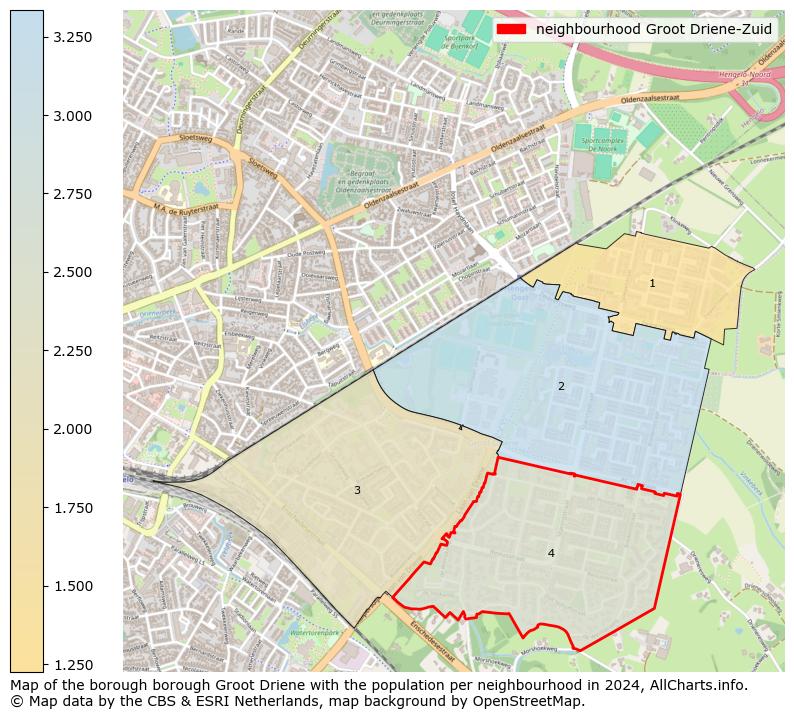 Image of the neighbourhood Groot Driene-Zuid at the map. This image is used as introduction to this page. This page shows a lot of information about the population in the neighbourhood Groot Driene-Zuid (such as the distribution by age groups of the residents, the composition of households, whether inhabitants are natives or Dutch with an immigration background, data about the houses (numbers, types, price development, use, type of property, ...) and more (car ownership, energy consumption, ...) based on open data from the Dutch Central Bureau of Statistics and various other sources!