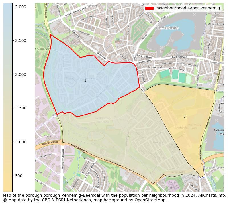 Image of the neighbourhood Groot Rennemig at the map. This image is used as introduction to this page. This page shows a lot of information about the population in the neighbourhood Groot Rennemig (such as the distribution by age groups of the residents, the composition of households, whether inhabitants are natives or Dutch with an immigration background, data about the houses (numbers, types, price development, use, type of property, ...) and more (car ownership, energy consumption, ...) based on open data from the Dutch Central Bureau of Statistics and various other sources!