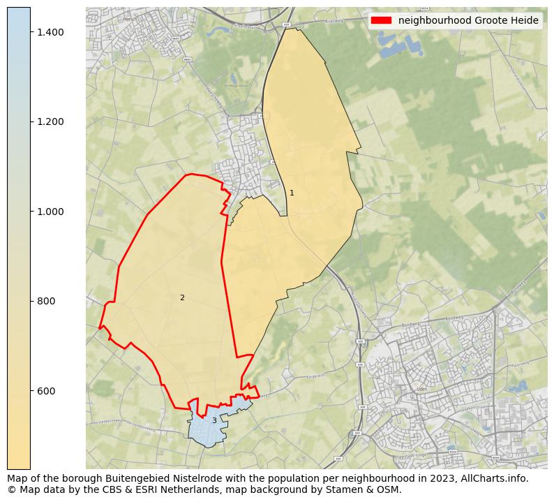 Map of the borough Buitengebied Nistelrode with the population per neighbourhood in 2023. This page shows a lot of information about residents (such as the distribution by age groups, family composition, gender, native or Dutch with an immigration background, ...), homes (numbers, types, price development, use, type of property, ...) and more (car ownership, energy consumption, ...) based on open data from the Dutch Central Bureau of Statistics and various other sources!