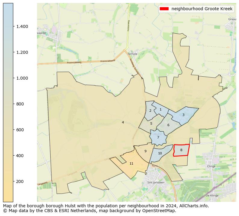 Image of the neighbourhood Groote Kreek at the map. This image is used as introduction to this page. This page shows a lot of information about the population in the neighbourhood Groote Kreek (such as the distribution by age groups of the residents, the composition of households, whether inhabitants are natives or Dutch with an immigration background, data about the houses (numbers, types, price development, use, type of property, ...) and more (car ownership, energy consumption, ...) based on open data from the Dutch Central Bureau of Statistics and various other sources!