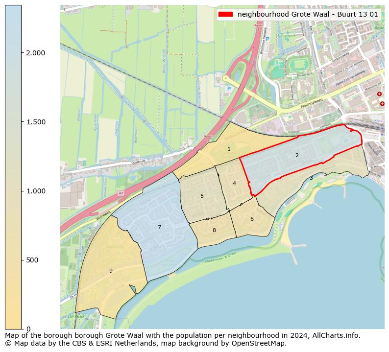 Image of the neighbourhood Grote Waal - Buurt 13 01 at the map. This image is used as introduction to this page. This page shows a lot of information about the population in the neighbourhood Grote Waal - Buurt 13 01 (such as the distribution by age groups of the residents, the composition of households, whether inhabitants are natives or Dutch with an immigration background, data about the houses (numbers, types, price development, use, type of property, ...) and more (car ownership, energy consumption, ...) based on open data from the Dutch Central Bureau of Statistics and various other sources!