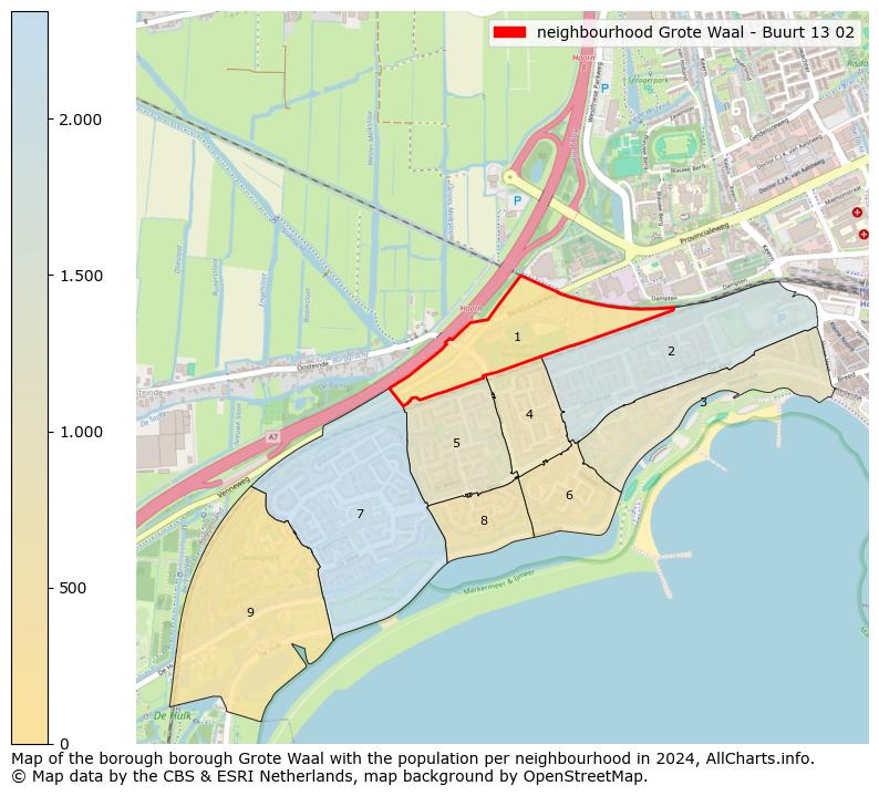 Image of the neighbourhood Grote Waal - Buurt 13 02 at the map. This image is used as introduction to this page. This page shows a lot of information about the population in the neighbourhood Grote Waal - Buurt 13 02 (such as the distribution by age groups of the residents, the composition of households, whether inhabitants are natives or Dutch with an immigration background, data about the houses (numbers, types, price development, use, type of property, ...) and more (car ownership, energy consumption, ...) based on open data from the Dutch Central Bureau of Statistics and various other sources!