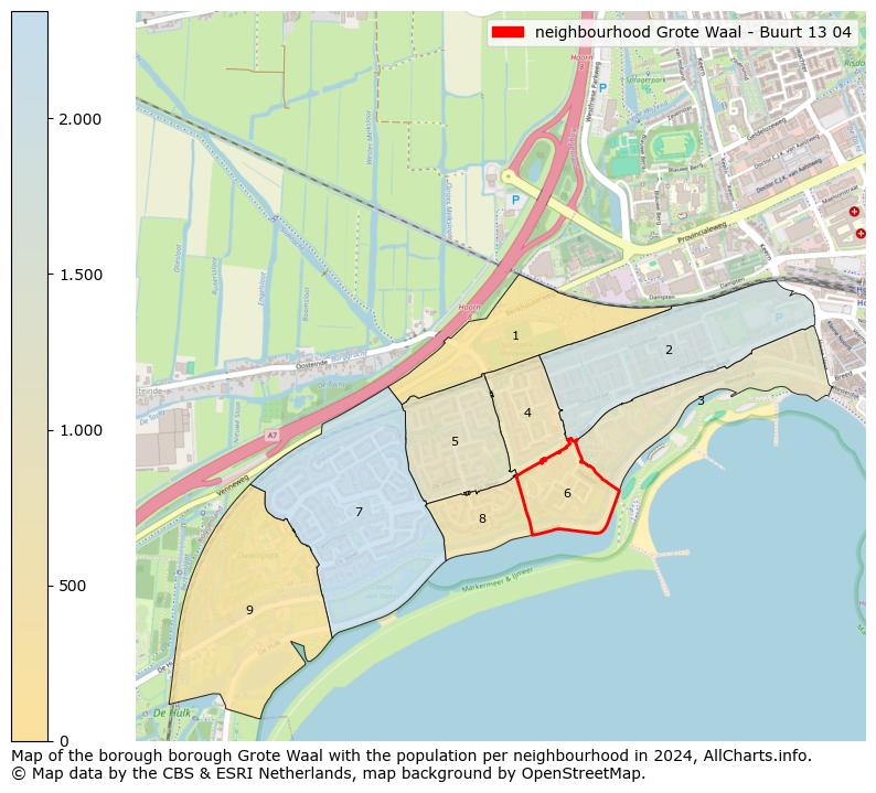 Image of the neighbourhood Grote Waal - Buurt 13 04 at the map. This image is used as introduction to this page. This page shows a lot of information about the population in the neighbourhood Grote Waal - Buurt 13 04 (such as the distribution by age groups of the residents, the composition of households, whether inhabitants are natives or Dutch with an immigration background, data about the houses (numbers, types, price development, use, type of property, ...) and more (car ownership, energy consumption, ...) based on open data from the Dutch Central Bureau of Statistics and various other sources!