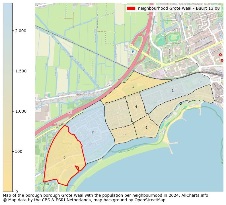 Image of the neighbourhood Grote Waal - Buurt 13 08 at the map. This image is used as introduction to this page. This page shows a lot of information about the population in the neighbourhood Grote Waal - Buurt 13 08 (such as the distribution by age groups of the residents, the composition of households, whether inhabitants are natives or Dutch with an immigration background, data about the houses (numbers, types, price development, use, type of property, ...) and more (car ownership, energy consumption, ...) based on open data from the Dutch Central Bureau of Statistics and various other sources!