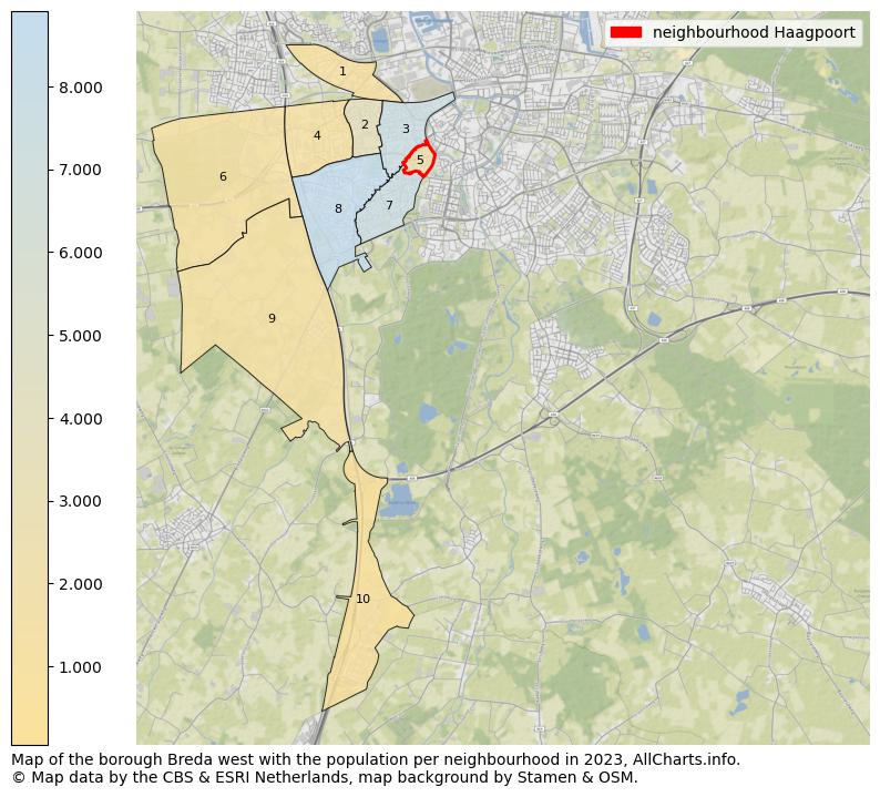Map of the borough Breda west with the population per neighbourhood in 2023. This page shows a lot of information about residents (such as the distribution by age groups, family composition, gender, native or Dutch with an immigration background, ...), homes (numbers, types, price development, use, type of property, ...) and more (car ownership, energy consumption, ...) based on open data from the Dutch Central Bureau of Statistics and various other sources!