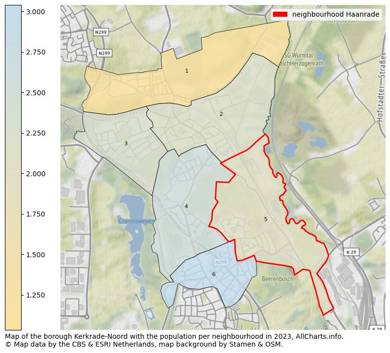 Map of the borough Kerkrade-Noord with the population per neighbourhood in 2023. This page shows a lot of information about residents (such as the distribution by age groups, family composition, gender, native or Dutch with an immigration background, ...), homes (numbers, types, price development, use, type of property, ...) and more (car ownership, energy consumption, ...) based on open data from the Dutch Central Bureau of Statistics and various other sources!