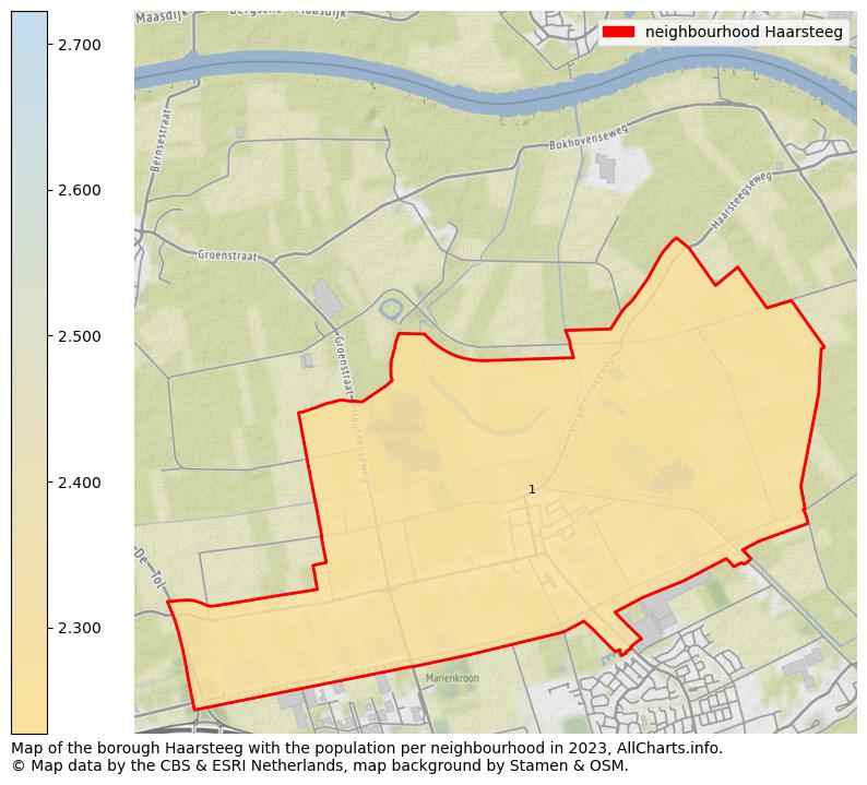Map of the borough Haarsteeg with the population per neighbourhood in 2023. This page shows a lot of information about residents (such as the distribution by age groups, family composition, gender, native or Dutch with an immigration background, ...), homes (numbers, types, price development, use, type of property, ...) and more (car ownership, energy consumption, ...) based on open data from the Dutch Central Bureau of Statistics and various other sources!
