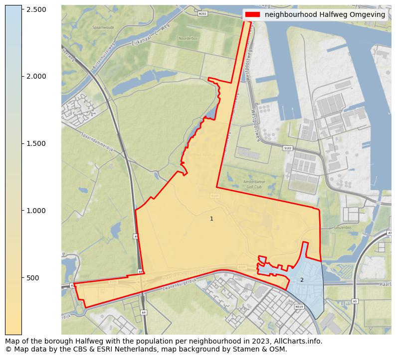 Map of the borough Halfweg with the population per neighbourhood in 2023. This page shows a lot of information about residents (such as the distribution by age groups, family composition, gender, native or Dutch with an immigration background, ...), homes (numbers, types, price development, use, type of property, ...) and more (car ownership, energy consumption, ...) based on open data from the Dutch Central Bureau of Statistics and various other sources!