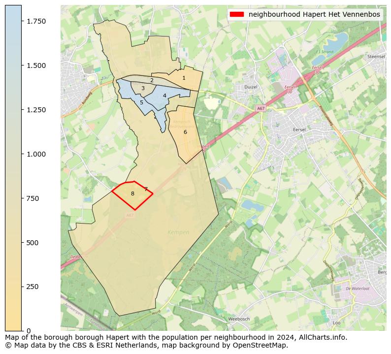 Image of the neighbourhood Hapert Het Vennenbos at the map. This image is used as introduction to this page. This page shows a lot of information about the population in the neighbourhood Hapert Het Vennenbos (such as the distribution by age groups of the residents, the composition of households, whether inhabitants are natives or Dutch with an immigration background, data about the houses (numbers, types, price development, use, type of property, ...) and more (car ownership, energy consumption, ...) based on open data from the Dutch Central Bureau of Statistics and various other sources!