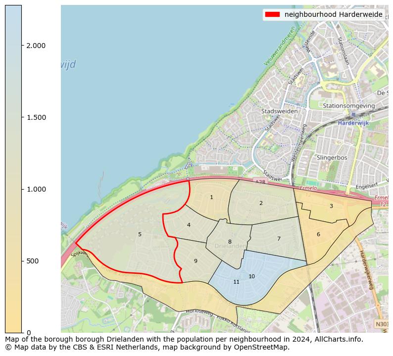 Image of the neighbourhood Harderweide at the map. This image is used as introduction to this page. This page shows a lot of information about the population in the neighbourhood Harderweide (such as the distribution by age groups of the residents, the composition of households, whether inhabitants are natives or Dutch with an immigration background, data about the houses (numbers, types, price development, use, type of property, ...) and more (car ownership, energy consumption, ...) based on open data from the Dutch Central Bureau of Statistics and various other sources!