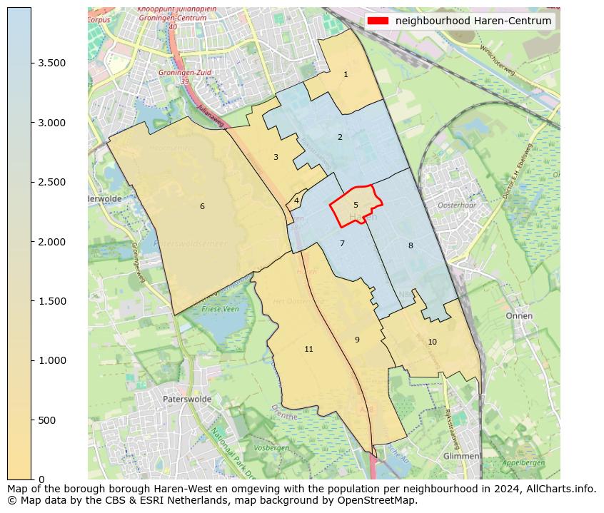 Image of the neighbourhood Haren-Centrum at the map. This image is used as introduction to this page. This page shows a lot of information about the population in the neighbourhood Haren-Centrum (such as the distribution by age groups of the residents, the composition of households, whether inhabitants are natives or Dutch with an immigration background, data about the houses (numbers, types, price development, use, type of property, ...) and more (car ownership, energy consumption, ...) based on open data from the Dutch Central Bureau of Statistics and various other sources!