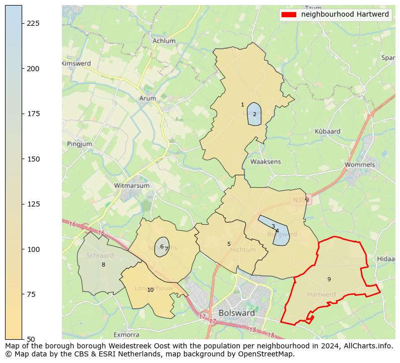 Image of the neighbourhood Hartwerd at the map. This image is used as introduction to this page. This page shows a lot of information about the population in the neighbourhood Hartwerd (such as the distribution by age groups of the residents, the composition of households, whether inhabitants are natives or Dutch with an immigration background, data about the houses (numbers, types, price development, use, type of property, ...) and more (car ownership, energy consumption, ...) based on open data from the Dutch Central Bureau of Statistics and various other sources!