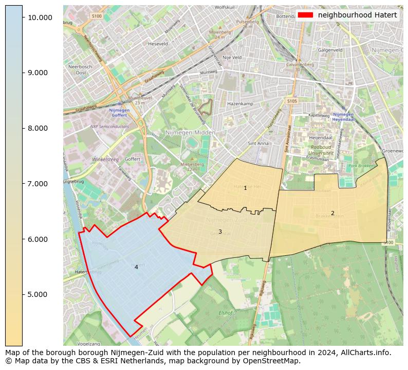 Image of the neighbourhood Hatert at the map. This image is used as introduction to this page. This page shows a lot of information about the population in the neighbourhood Hatert (such as the distribution by age groups of the residents, the composition of households, whether inhabitants are natives or Dutch with an immigration background, data about the houses (numbers, types, price development, use, type of property, ...) and more (car ownership, energy consumption, ...) based on open data from the Dutch Central Bureau of Statistics and various other sources!