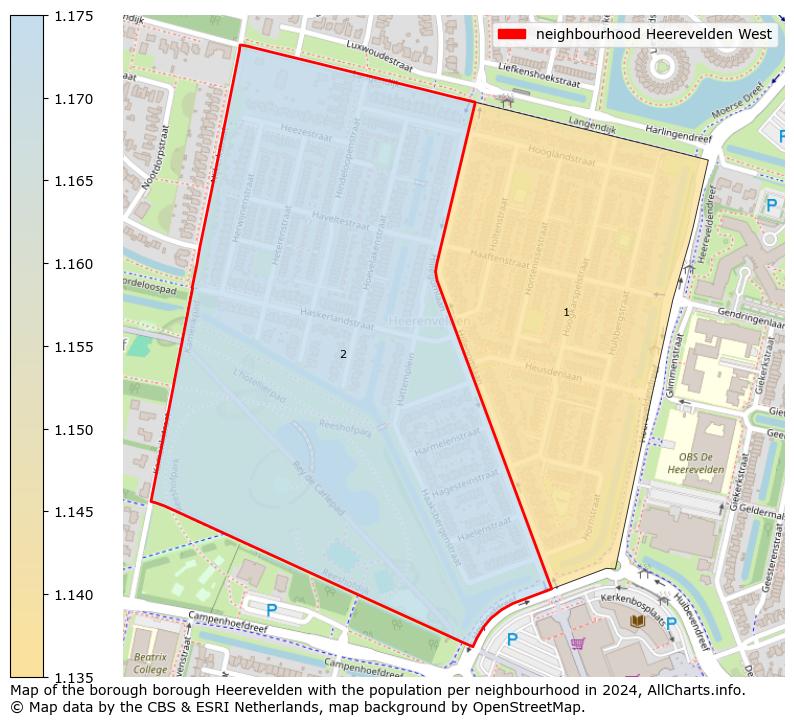 Image of the neighbourhood Heerevelden West at the map. This image is used as introduction to this page. This page shows a lot of information about the population in the neighbourhood Heerevelden West (such as the distribution by age groups of the residents, the composition of households, whether inhabitants are natives or Dutch with an immigration background, data about the houses (numbers, types, price development, use, type of property, ...) and more (car ownership, energy consumption, ...) based on open data from the Dutch Central Bureau of Statistics and various other sources!