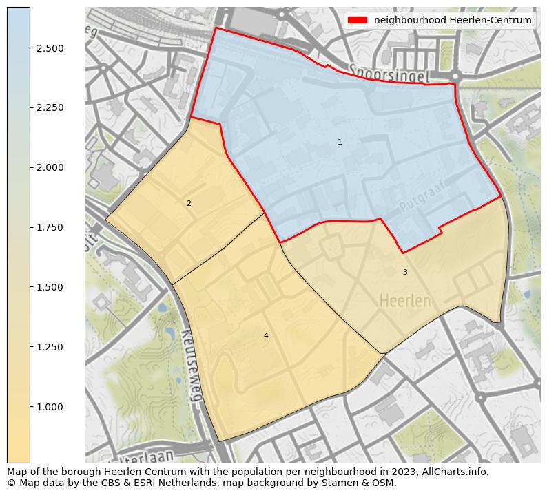 Map of the borough Heerlen-Centrum with the population per neighbourhood in 2023. This page shows a lot of information about residents (such as the distribution by age groups, family composition, gender, native or Dutch with an immigration background, ...), homes (numbers, types, price development, use, type of property, ...) and more (car ownership, energy consumption, ...) based on open data from the Dutch Central Bureau of Statistics and various other sources!