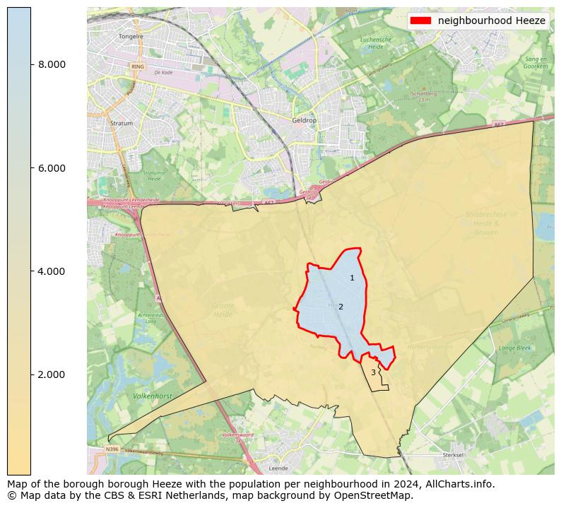 Image of the neighbourhood Heeze at the map. This image is used as introduction to this page. This page shows a lot of information about the population in the neighbourhood Heeze (such as the distribution by age groups of the residents, the composition of households, whether inhabitants are natives or Dutch with an immigration background, data about the houses (numbers, types, price development, use, type of property, ...) and more (car ownership, energy consumption, ...) based on open data from the Dutch Central Bureau of Statistics and various other sources!