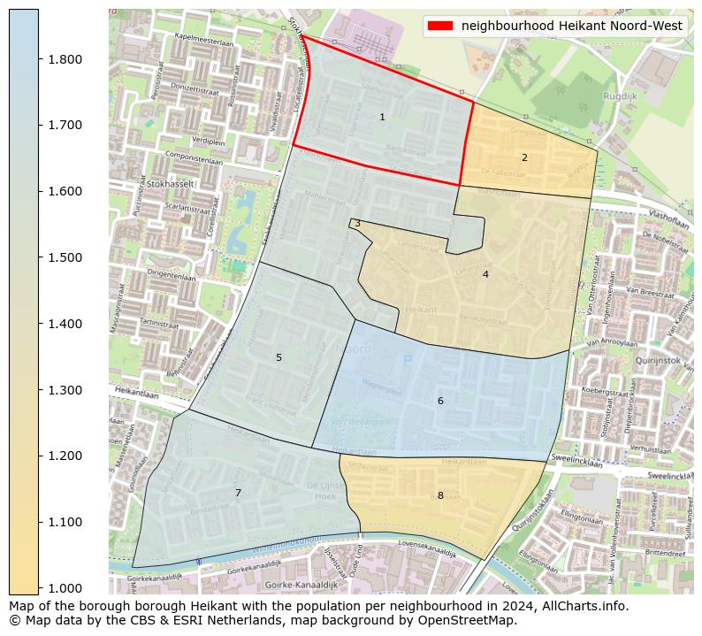 Image of the neighbourhood Heikant Noord-West at the map. This image is used as introduction to this page. This page shows a lot of information about the population in the neighbourhood Heikant Noord-West (such as the distribution by age groups of the residents, the composition of households, whether inhabitants are natives or Dutch with an immigration background, data about the houses (numbers, types, price development, use, type of property, ...) and more (car ownership, energy consumption, ...) based on open data from the Dutch Central Bureau of Statistics and various other sources!