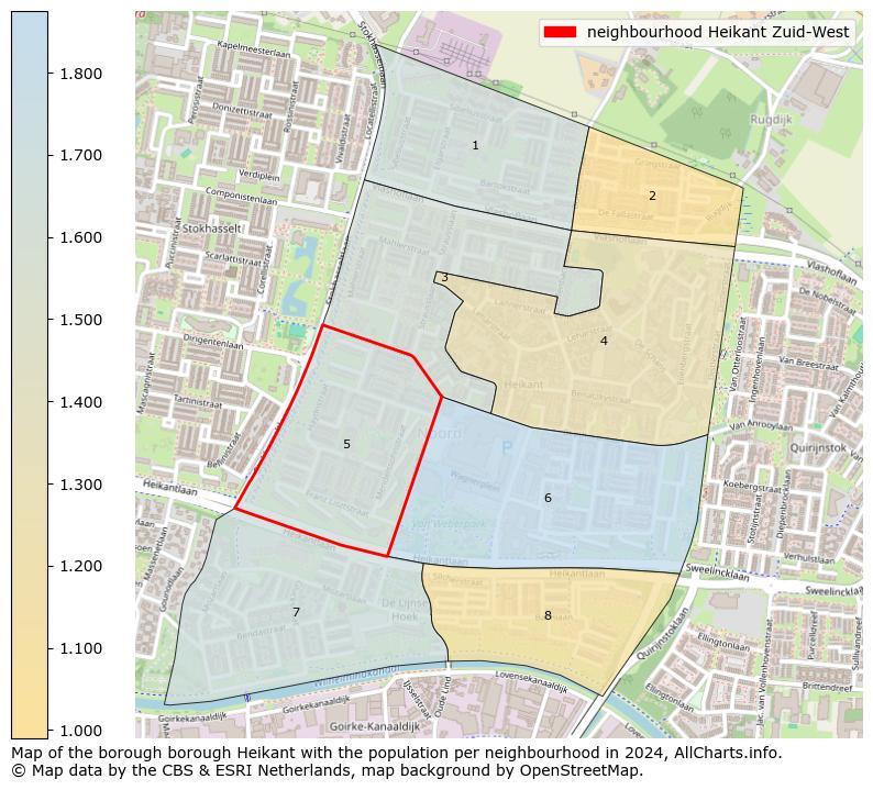 Image of the neighbourhood Heikant Zuid-West at the map. This image is used as introduction to this page. This page shows a lot of information about the population in the neighbourhood Heikant Zuid-West (such as the distribution by age groups of the residents, the composition of households, whether inhabitants are natives or Dutch with an immigration background, data about the houses (numbers, types, price development, use, type of property, ...) and more (car ownership, energy consumption, ...) based on open data from the Dutch Central Bureau of Statistics and various other sources!