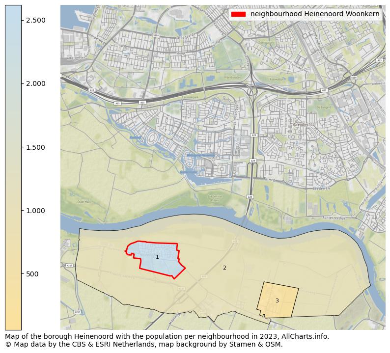 Map of the borough Heinenoord with the population per neighbourhood in 2023. This page shows a lot of information about residents (such as the distribution by age groups, family composition, gender, native or Dutch with an immigration background, ...), homes (numbers, types, price development, use, type of property, ...) and more (car ownership, energy consumption, ...) based on open data from the Dutch Central Bureau of Statistics and various other sources!