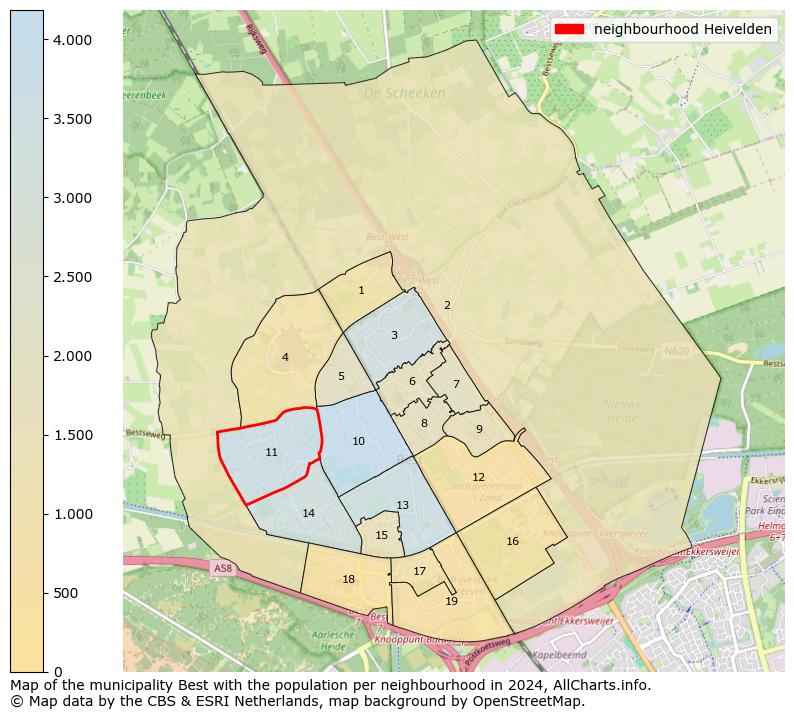 Image of the neighbourhood Heivelden at the map. This image is used as introduction to this page. This page shows a lot of information about the population in the neighbourhood Heivelden (such as the distribution by age groups of the residents, the composition of households, whether inhabitants are natives or Dutch with an immigration background, data about the houses (numbers, types, price development, use, type of property, ...) and more (car ownership, energy consumption, ...) based on open data from the Dutch Central Bureau of Statistics and various other sources!